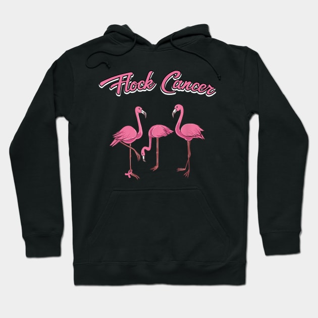 Funny Cancer Breast Cancer Awareness Month Wear Pink Flamingo Flock Hoodie by Christyn Evans